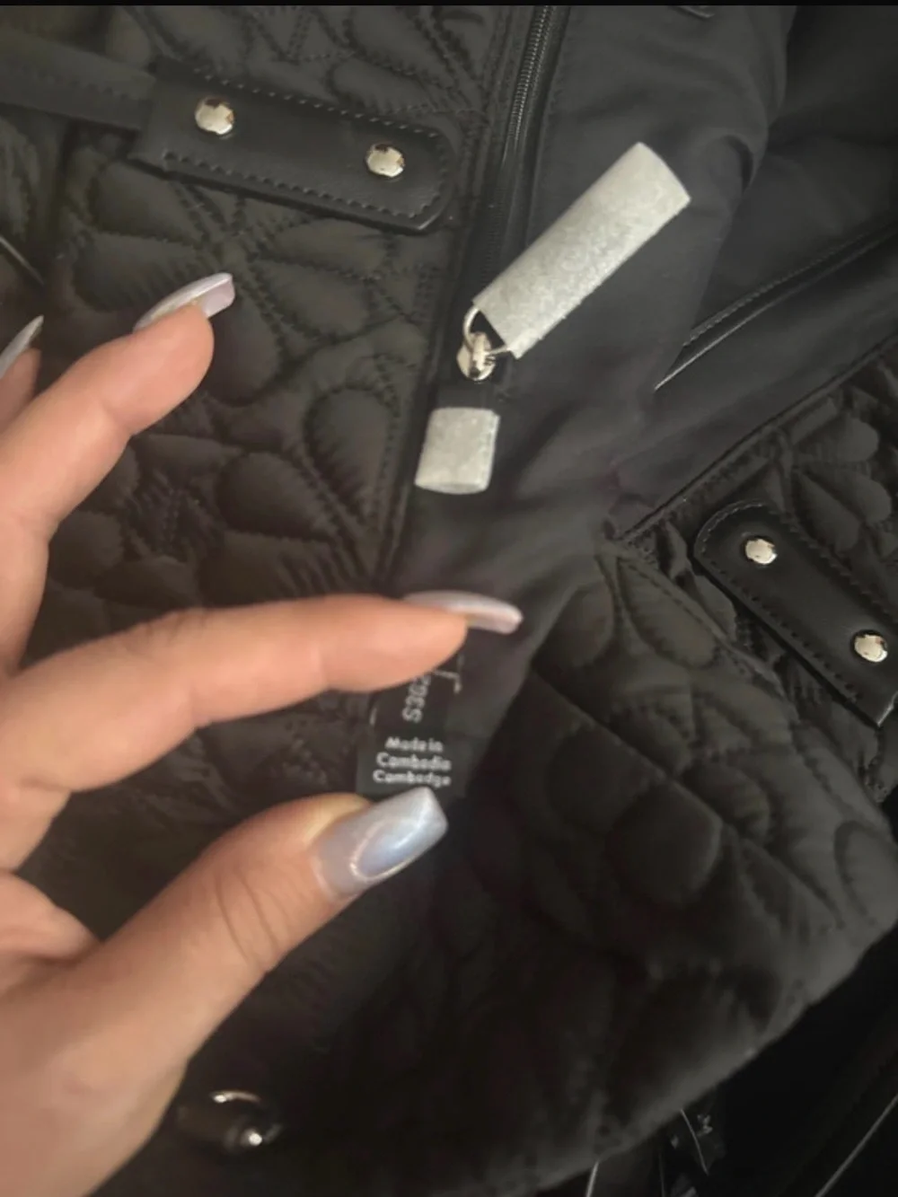 kate spade Black Quilted Floral Tote retail $278